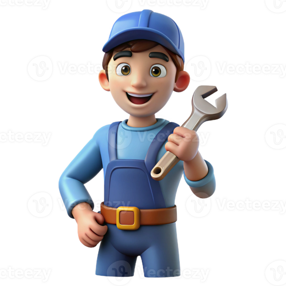 dramatic abstract Experienced plumber with a wrench, exclusive png