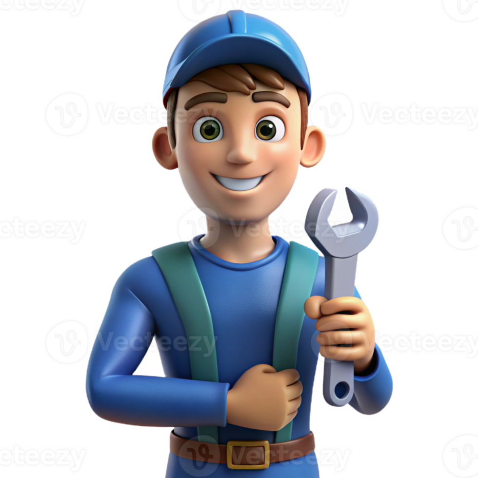 impressive rustic Proud mechanic with a wrench, high resolution png
