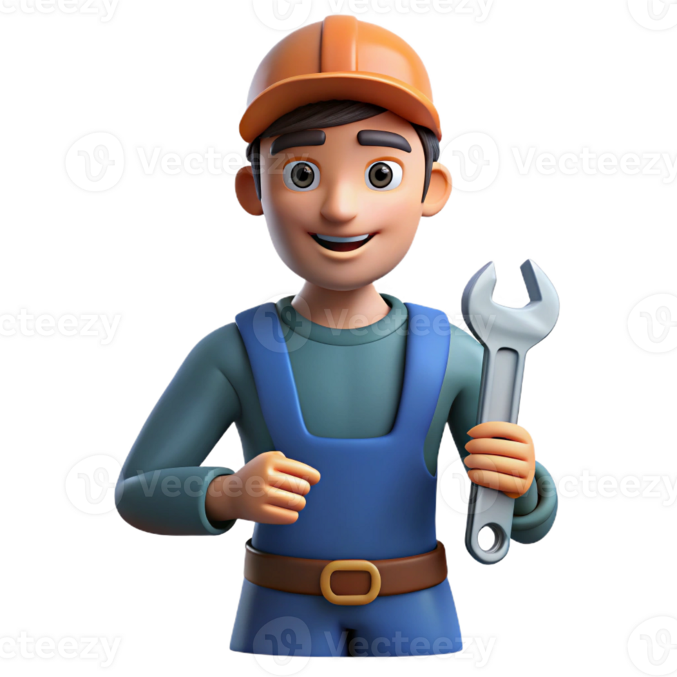 serene minimalist Proud mechanic with a wrench, original png