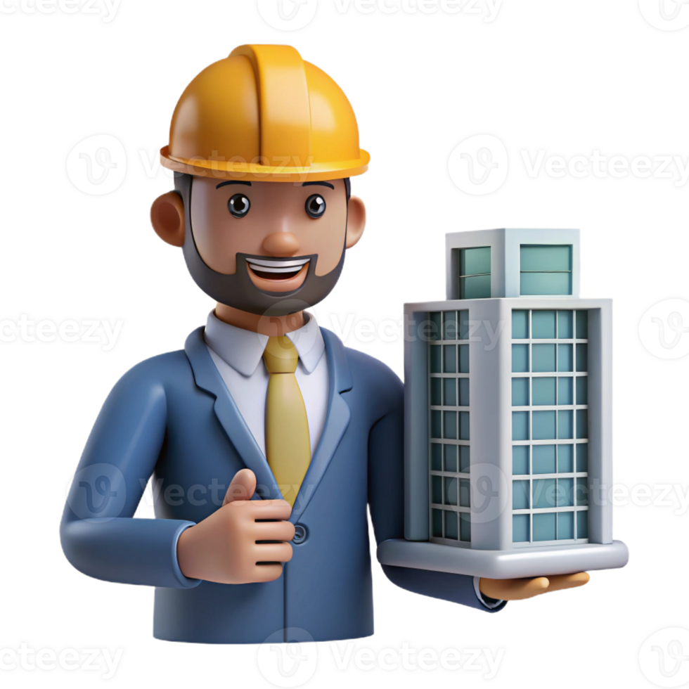 magnificent classic Focused architect with a model building, high quality png