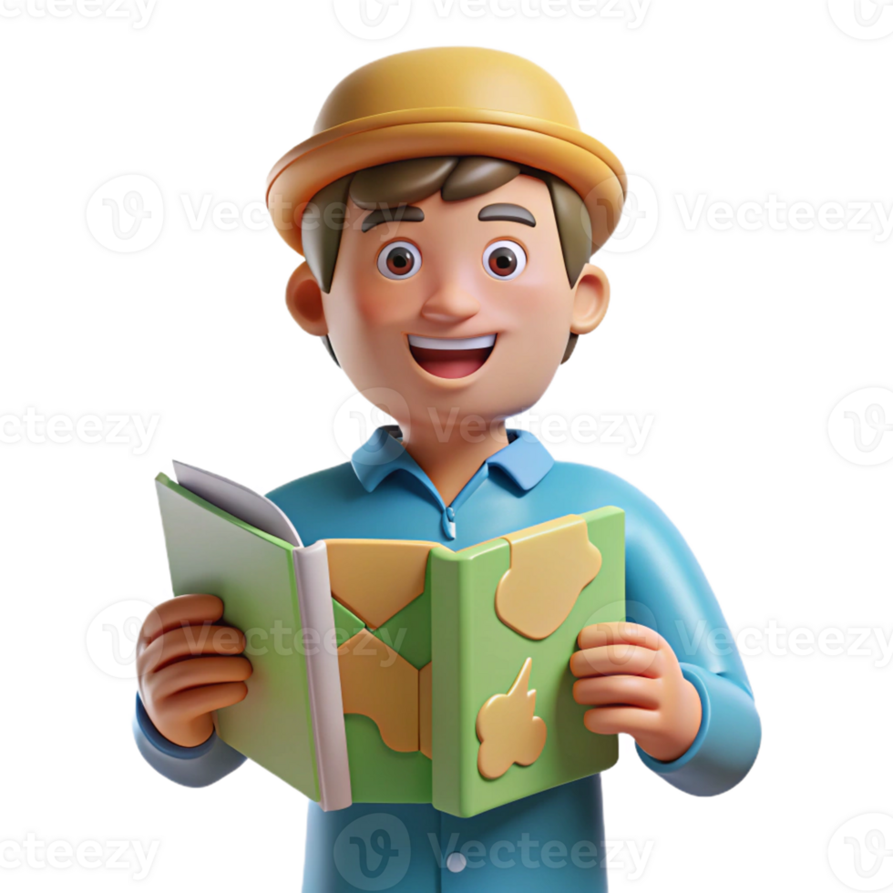 magnificent creative Friendly travel agent with a map, exclusive png