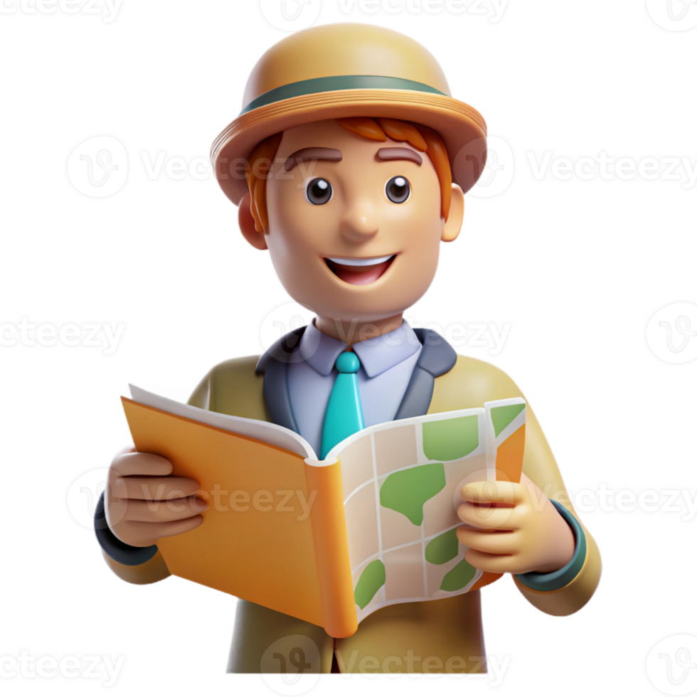 stunning minimalist Friendly travel agent with a map, 4K png