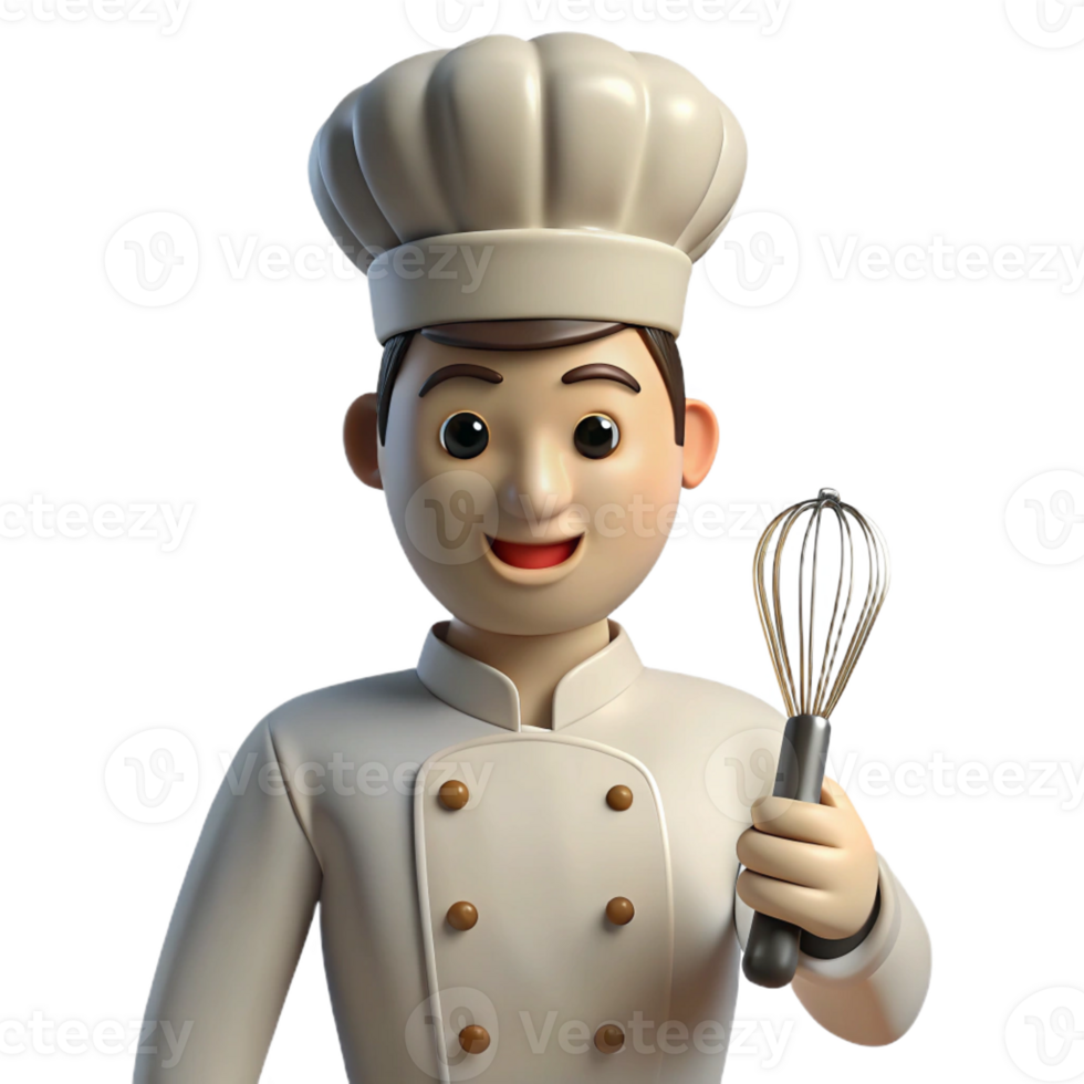 elegant classic Professional chef with a whisk, 4K png