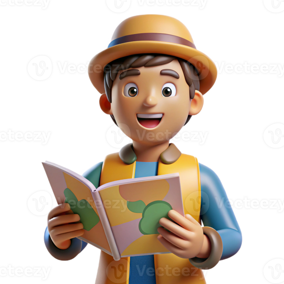 extraordinary classic Friendly travel agent with a map, genuine png