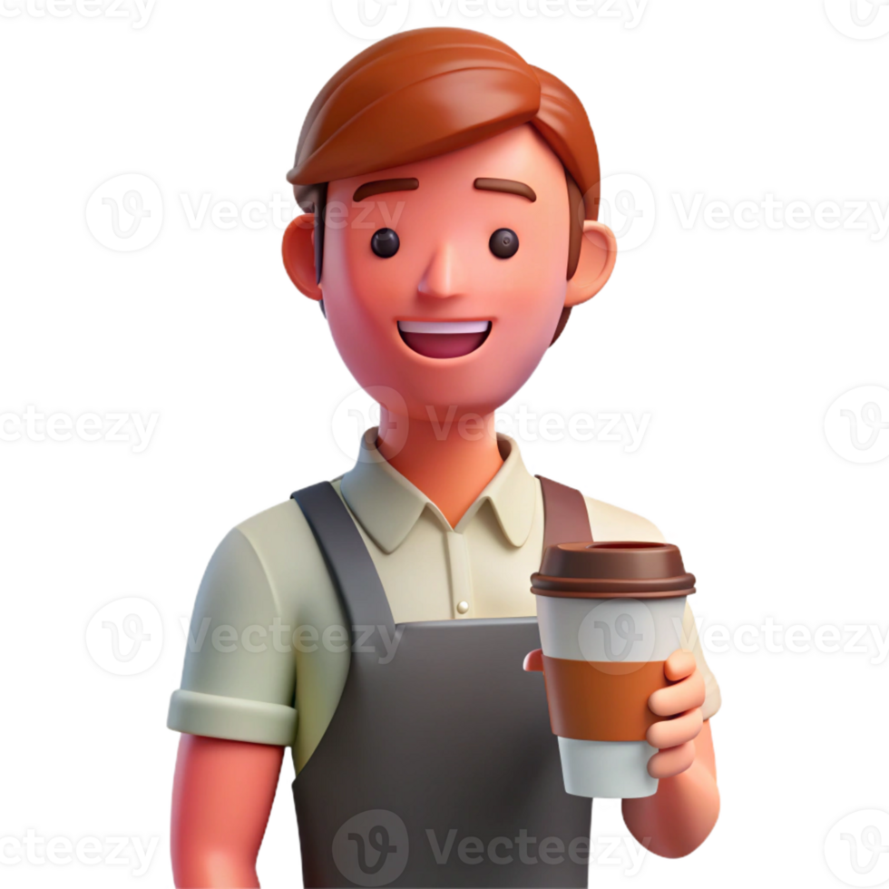 beautiful artistic Smiling barista with a coffee cup, premium png