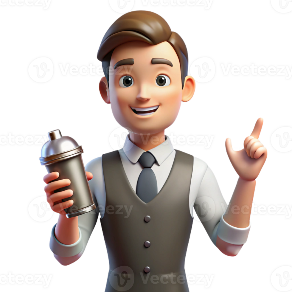 elegant contemporary Experienced bartender with a shaker, professional png