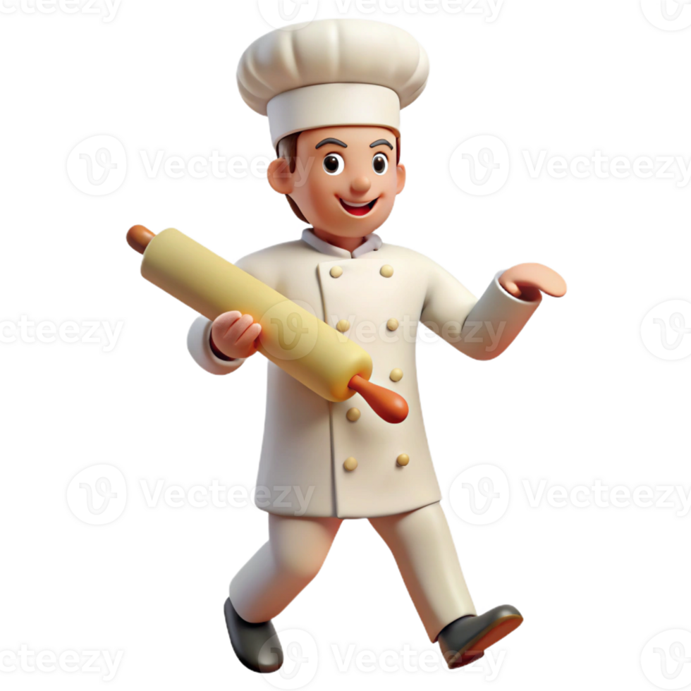 impressive abstract Passionate baker with a rolling pin, 4K png