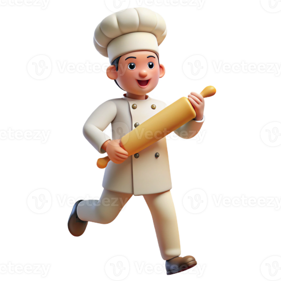 dramatic classic Passionate baker with a rolling pin, authentic png