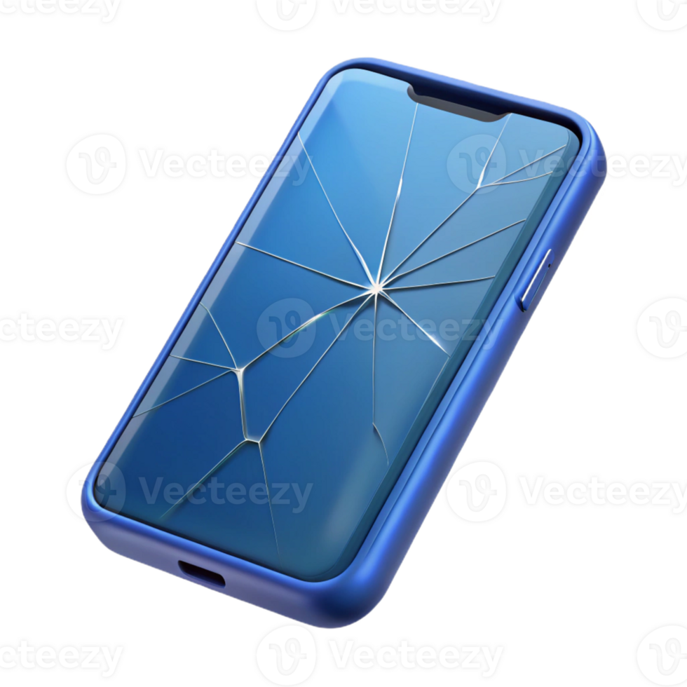 serene vintage Smartphone with cracked screen original png
