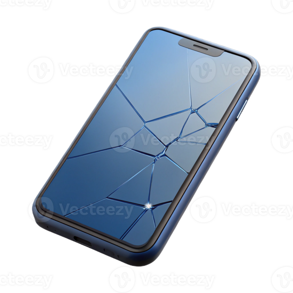 extraordinary artistic Smartphone with cracked screen authentic png