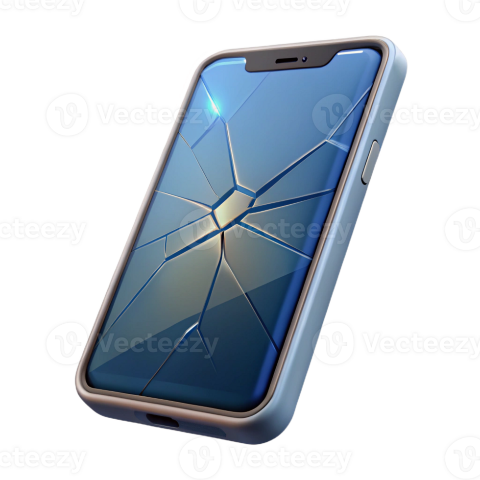 elegant rustic Smartphone with cracked screen professional png