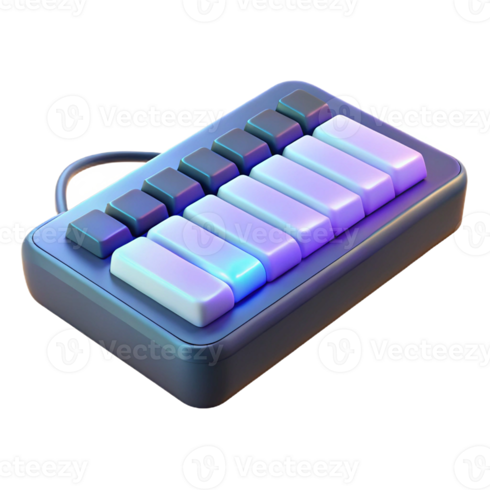 stunning minimalist Keyboard with illuminated keys 4K png