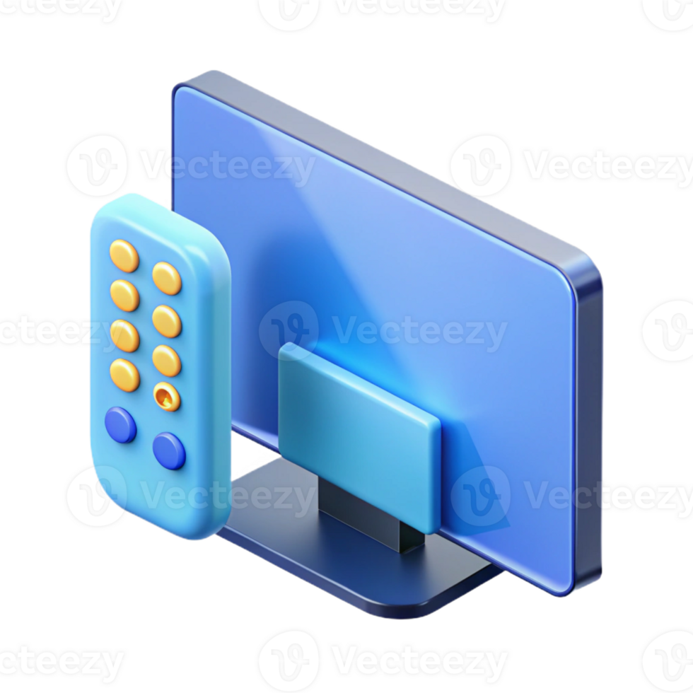 serene abstract Smart TV with remote control detailed png