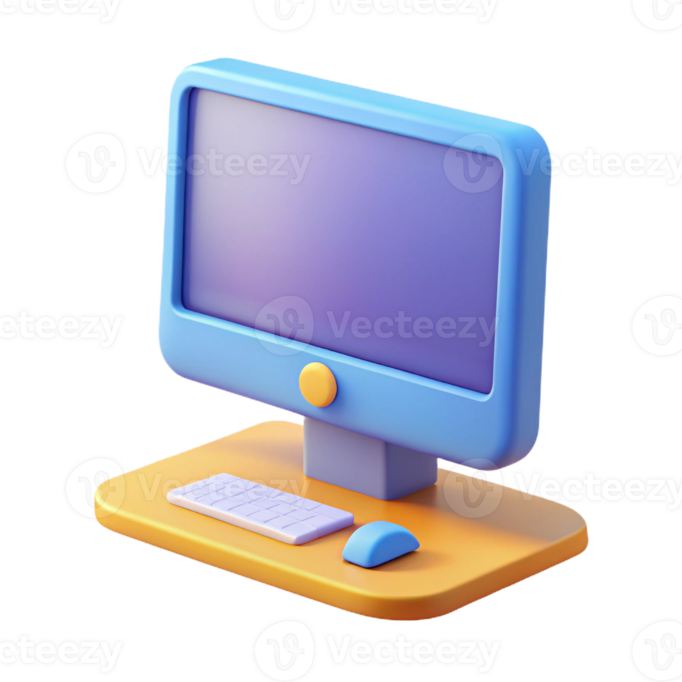 vibrant rustic Desktop computer with monitor high quality png