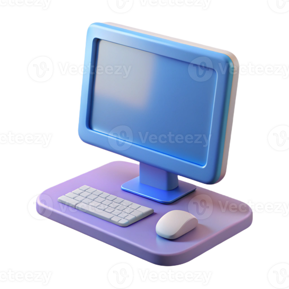vibrant contemporary Desktop computer with monitor genuine png