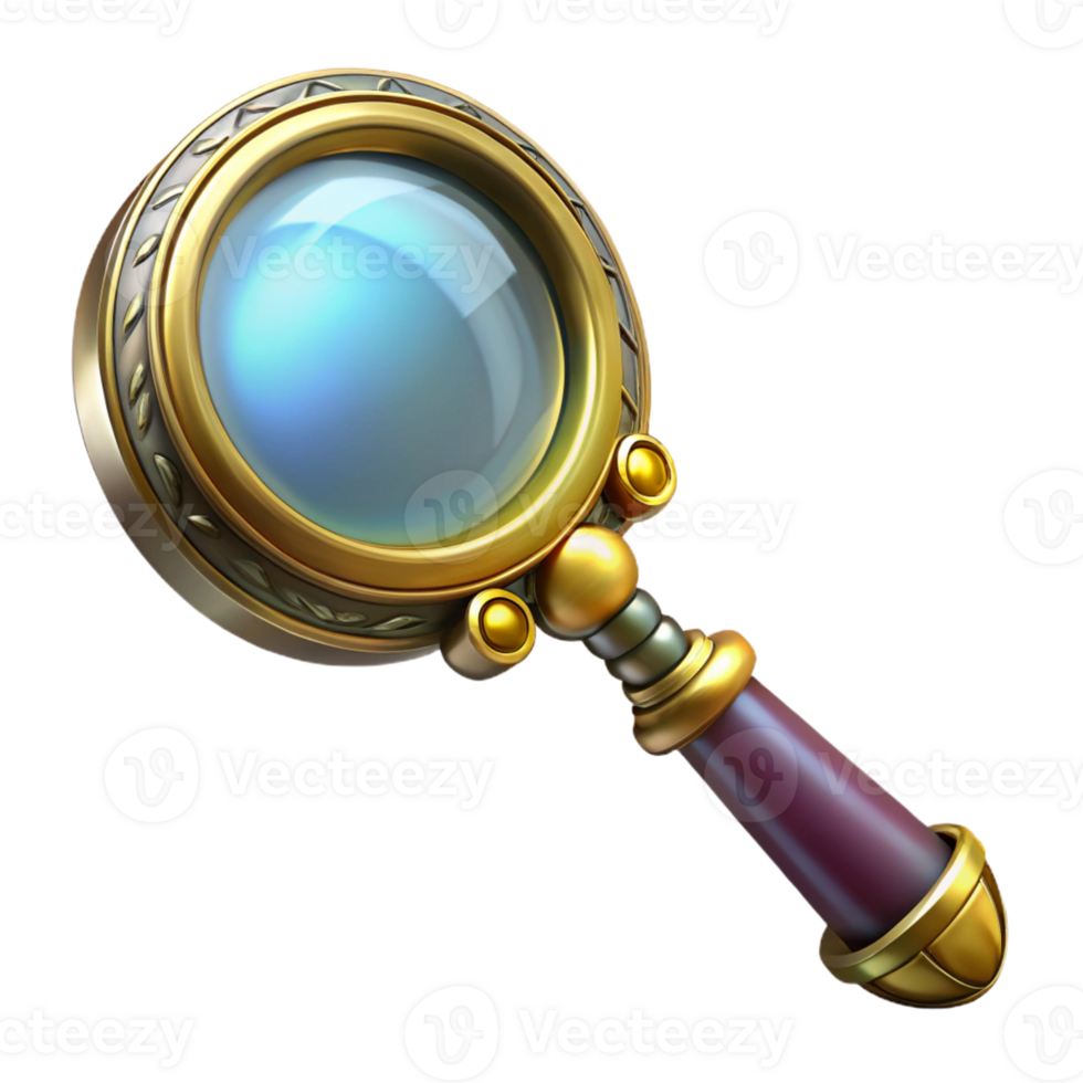 stunning artistic Steampunk magnifying glass with a brass handle and ornate detailing exclusive png