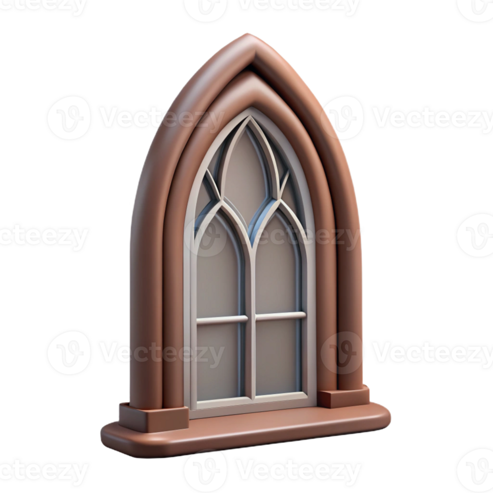 magnificent vintage Gothic arch window frame, original png