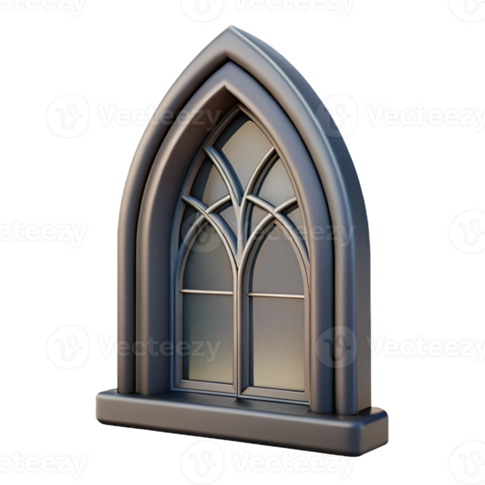 serene artistic Gothic arch window frame, high quality png
