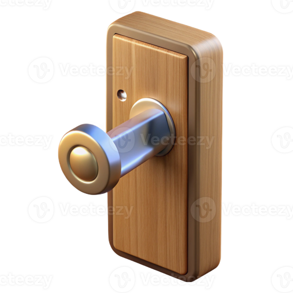 serene minimalist Modern door handle on wooden door, genuine png