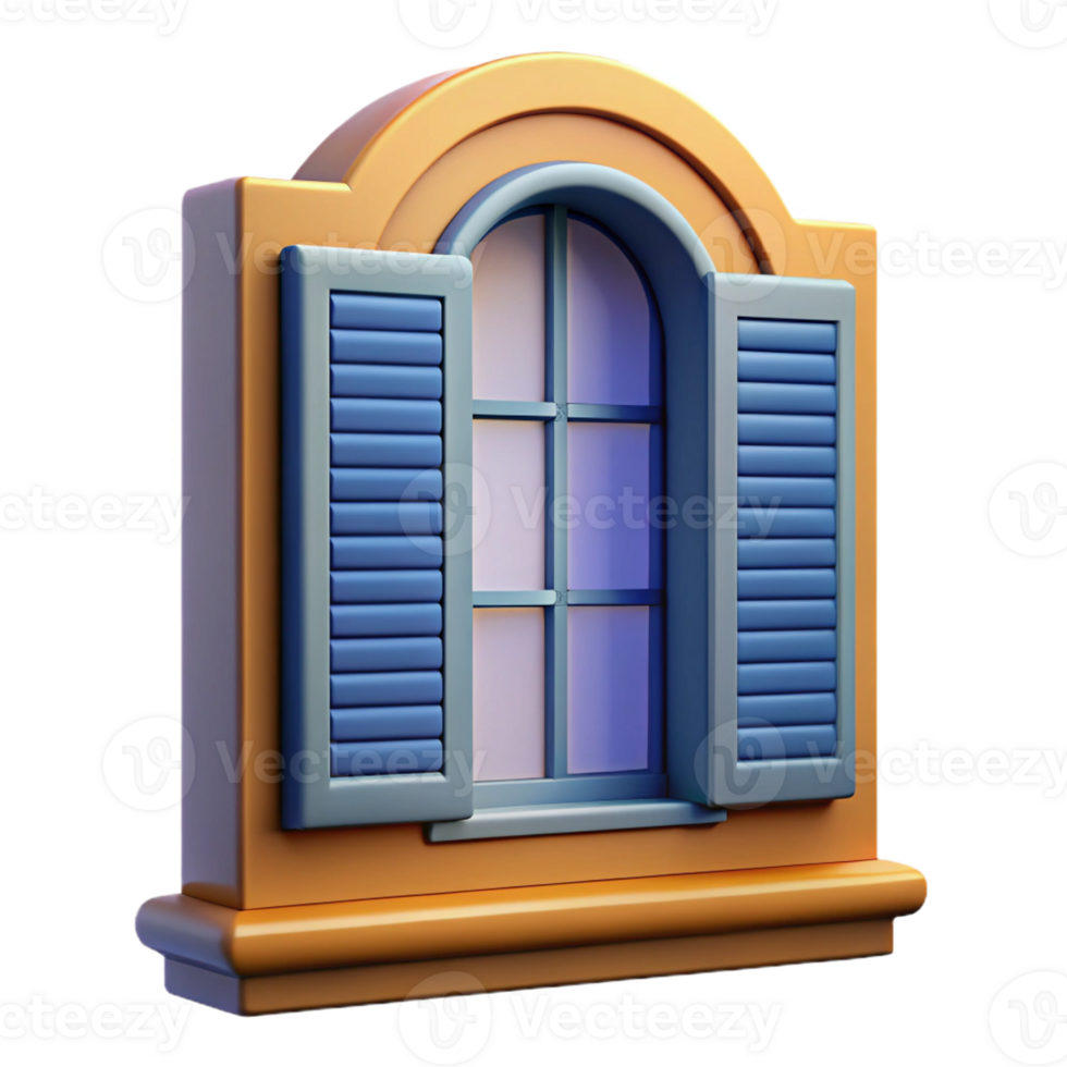 elegant abstract Georgian window with shutters, authentic png