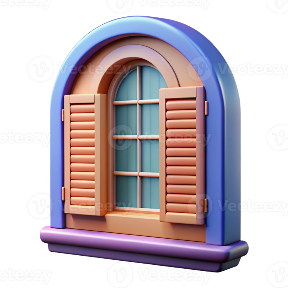 elegant modern Georgian window with shutters, genuine png