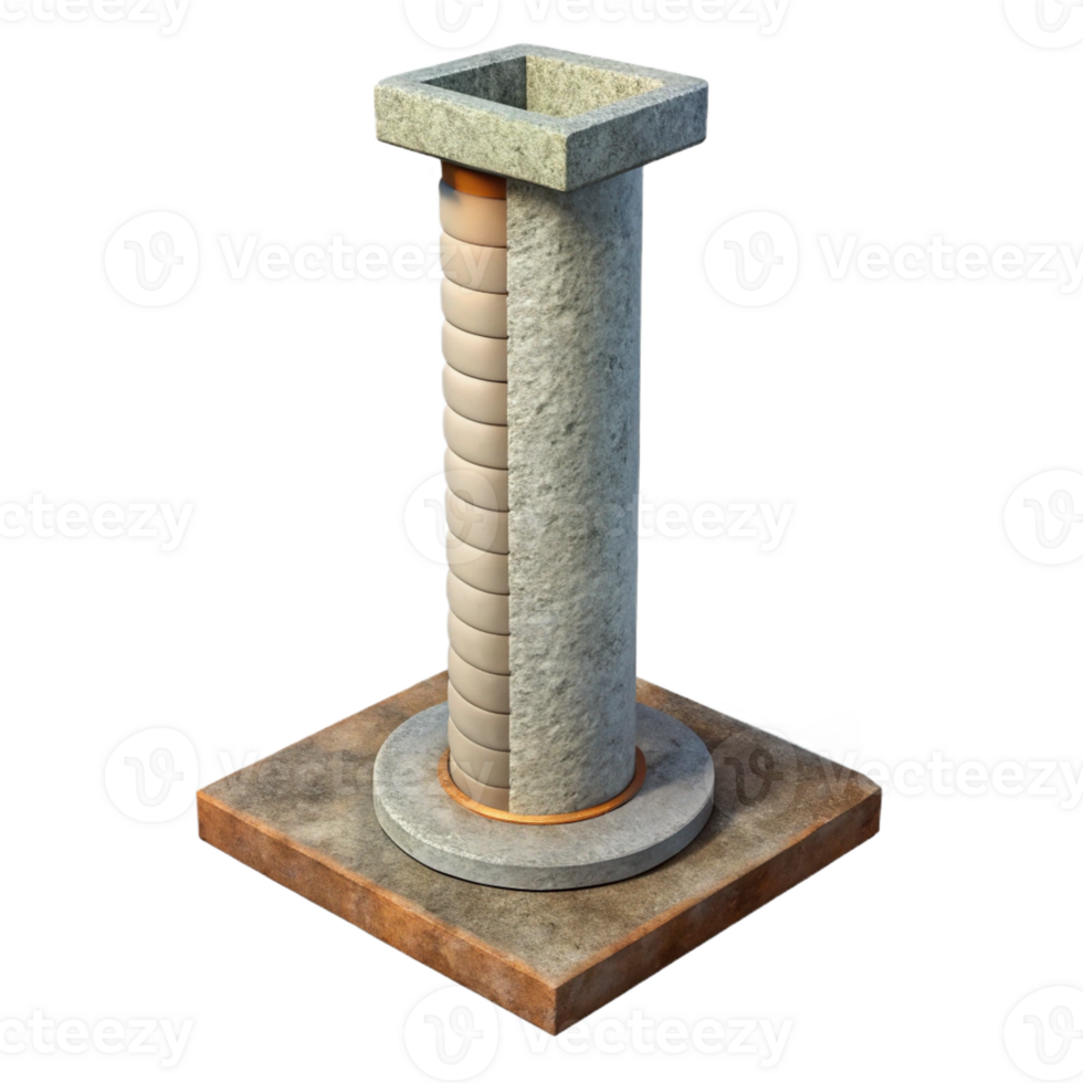 stunning minimalist Concrete pillar with rebar, premium png