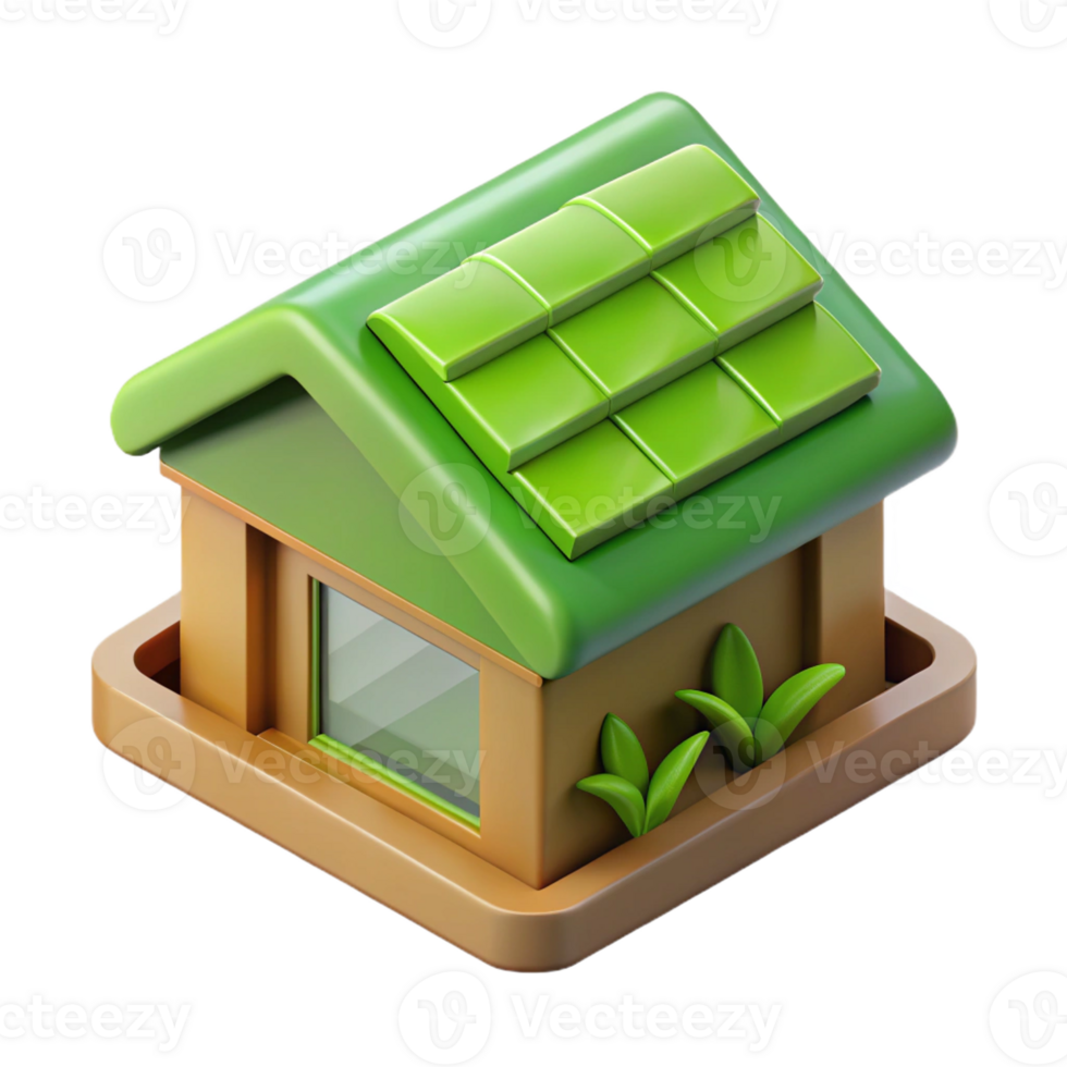 beautiful classic Eco-friendly green roof section, original png