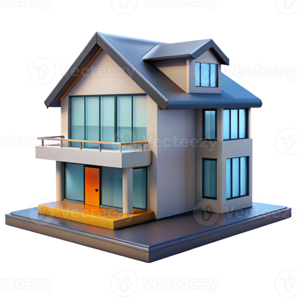 impressive abstract 3D rendering of a modern house, high resolution png