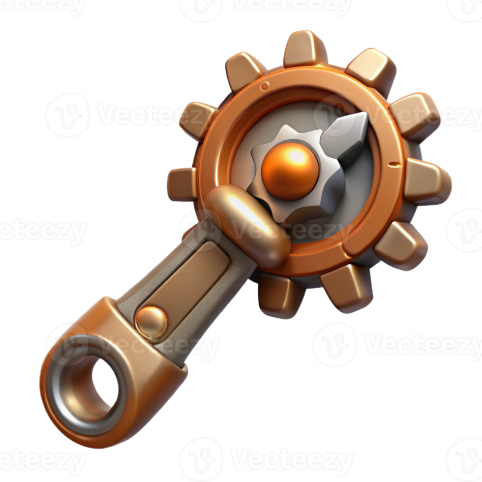 stunning minimalist Steampunk wrench with intricate gears and a movable jaw high quality png