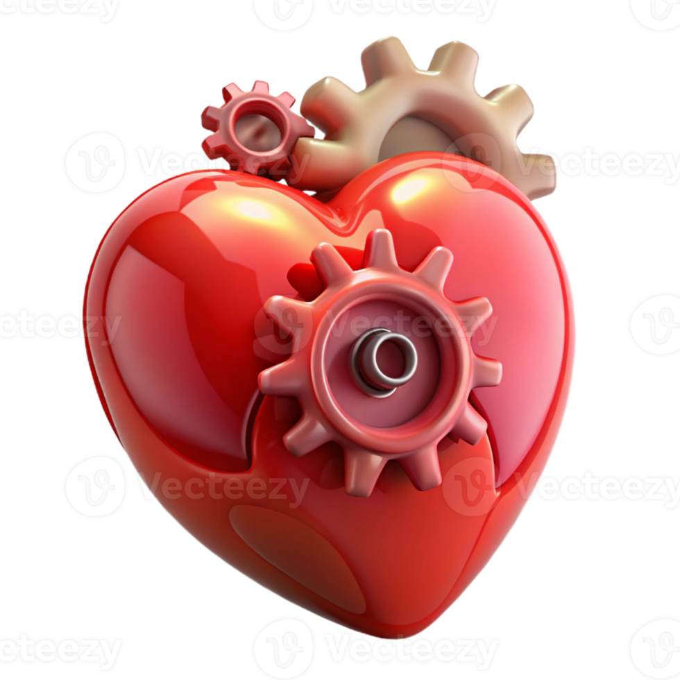 elegant modern A human heart made of gears, exclusive png