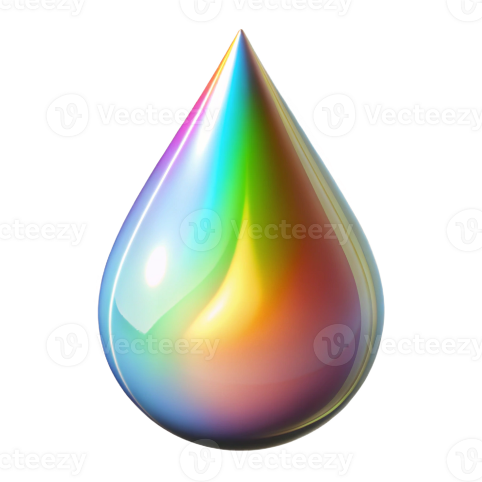 magnificent modern A single tear drop, reflecting rainbow light, high quality png
