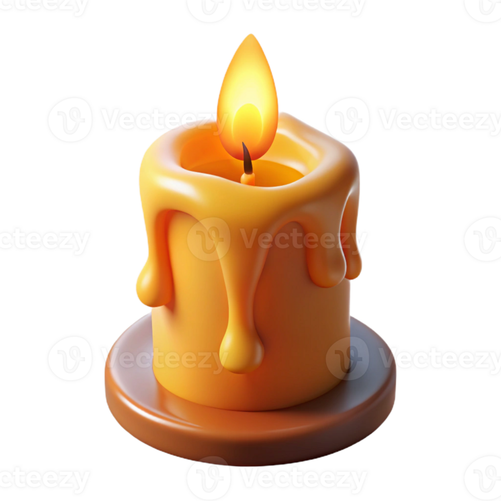 magnificent classic A burning candle with melting wax, original png