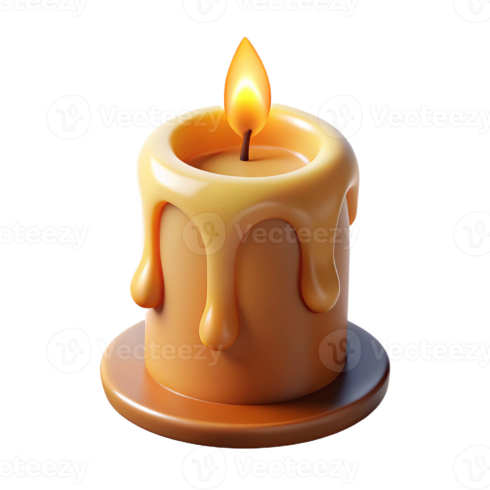 vibrant minimalist A burning candle with melting wax, exclusive png
