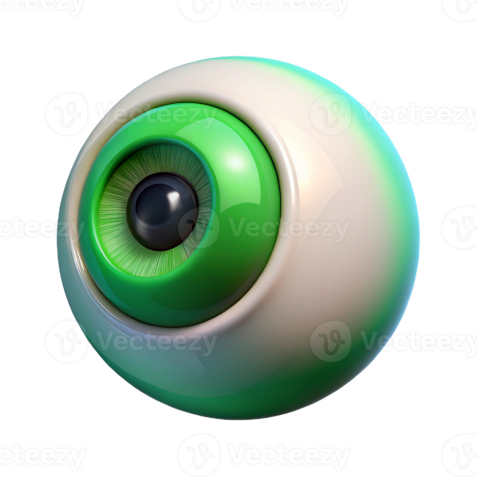 serene contemporary A single human eye, with a vibrant green iris, high quality png