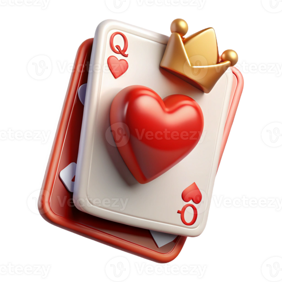 wonderful rustic A single playing card, the Queen of Hearts, 4K png
