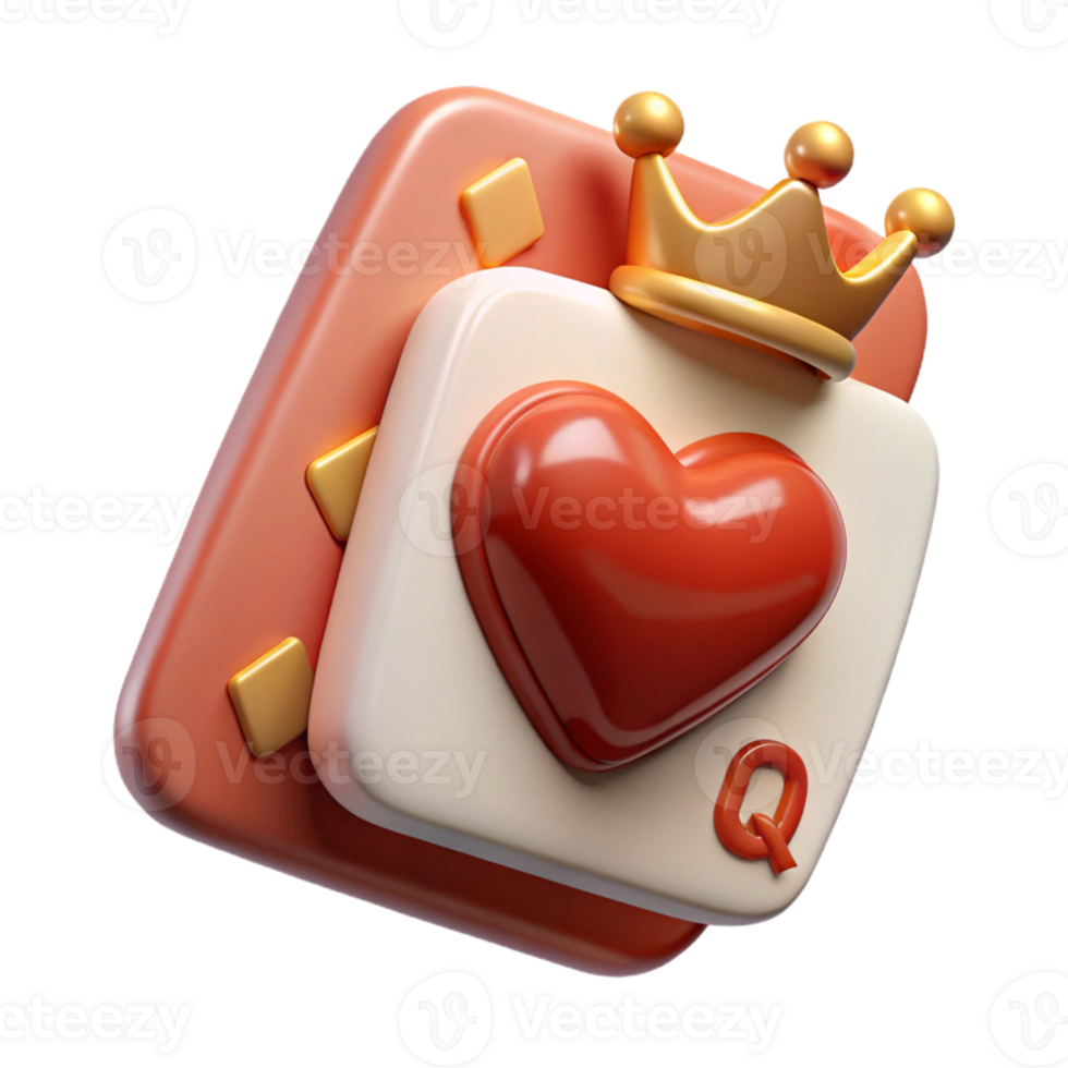 serene rustic A single playing card, the Queen of Hearts, authentic png