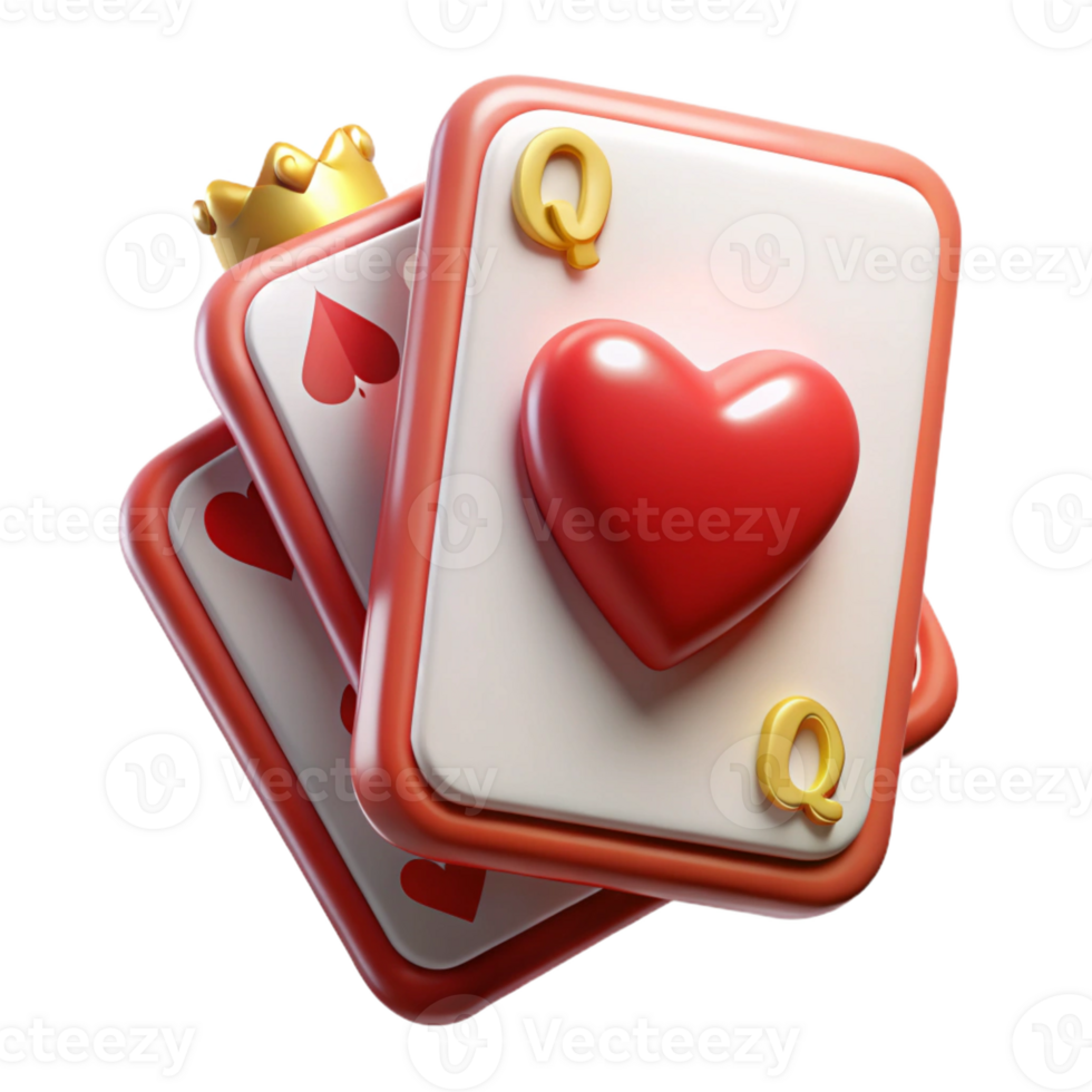 impressive abstract A single playing card, the Queen of Hearts, high resolution png