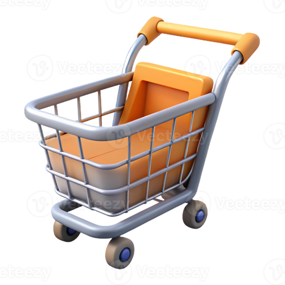 wonderful minimalist A shopping cart, empty, professional png