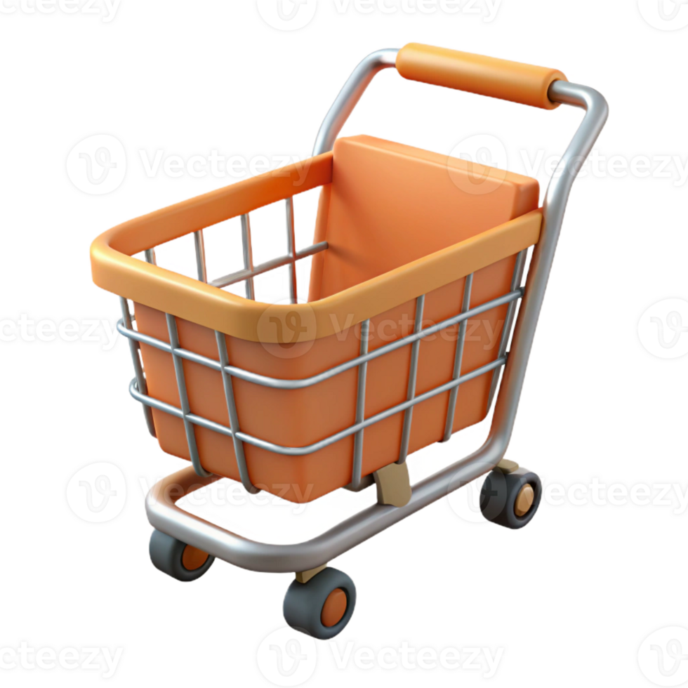stunning traditional A shopping cart, empty, detailed png