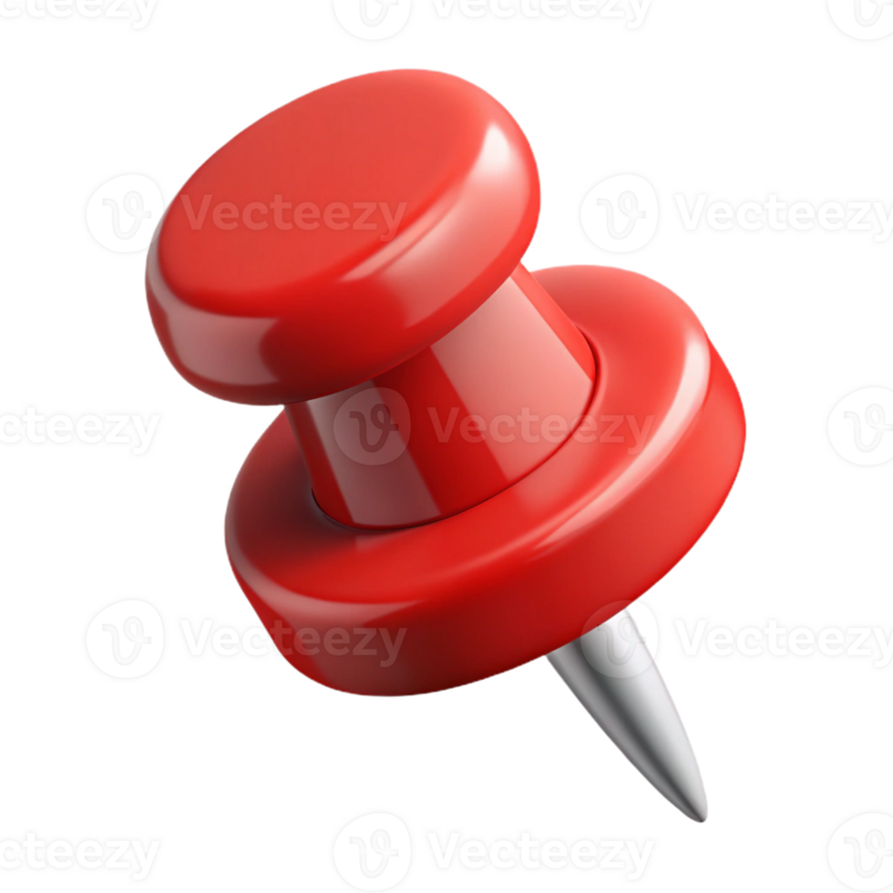 vibrant modern A pushpin, red with a metal point, professional png