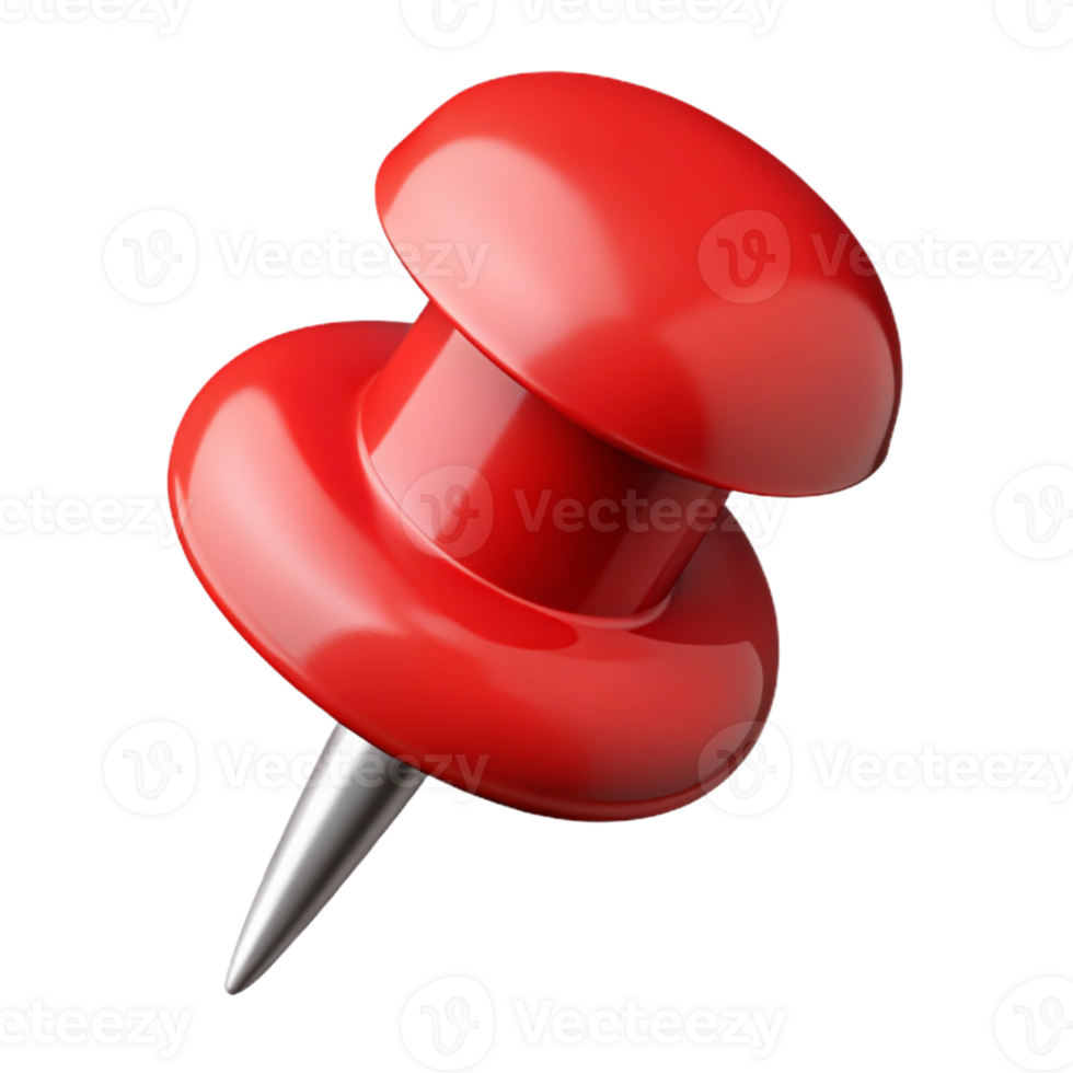 serene rustic A pushpin, red with a metal point, professional png