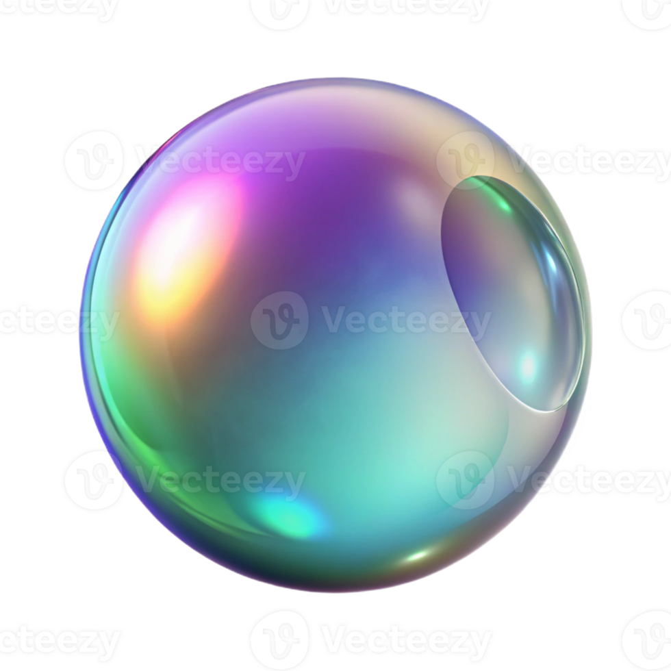 vibrant creative A single, translucent bubble with iridescent hues high quality png