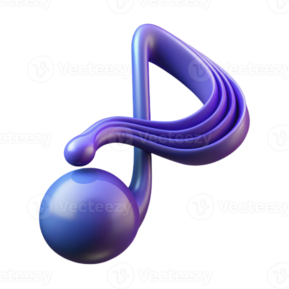 dramatic abstract A single, stylized music note with flowing, abstract lines genuine png
