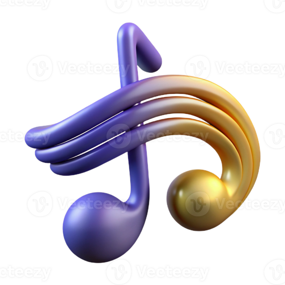 dramatic artistic A single, stylized music note with flowing, abstract lines genuine png
