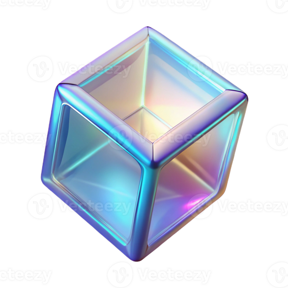 extraordinary classic A floating, translucent cube with refracted light high resolution png