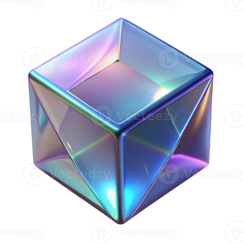 stunning traditional A floating, translucent cube with refracted light high quality png