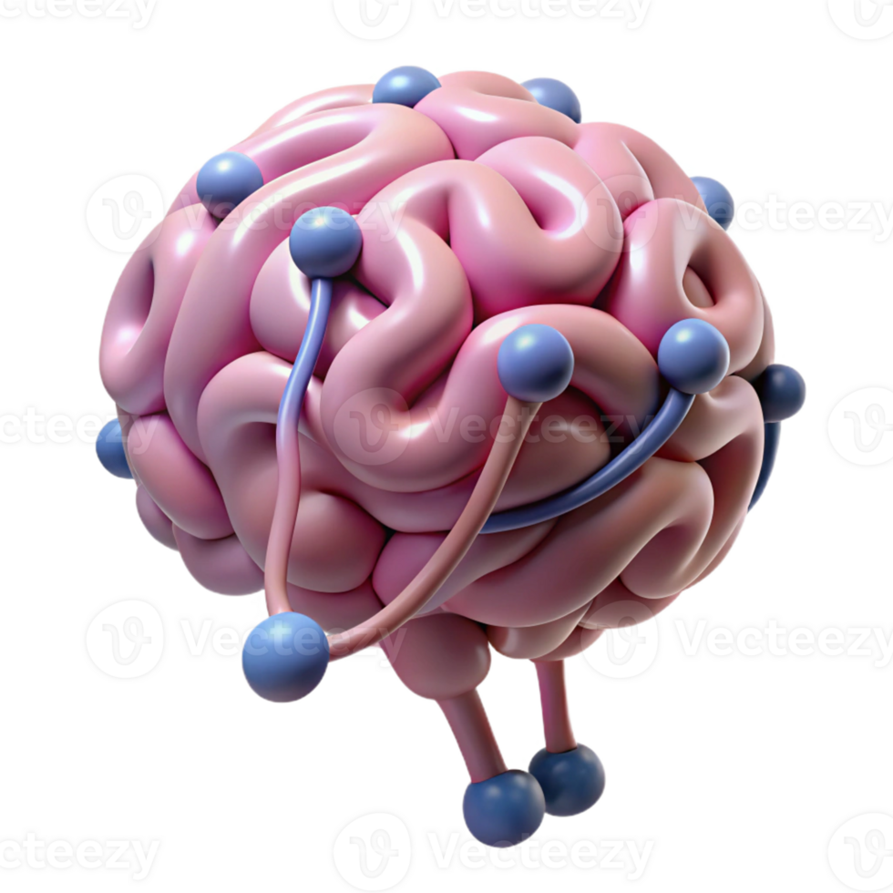 extraordinary vintage A single, stylized brain with intricate neural pathways exclusive png