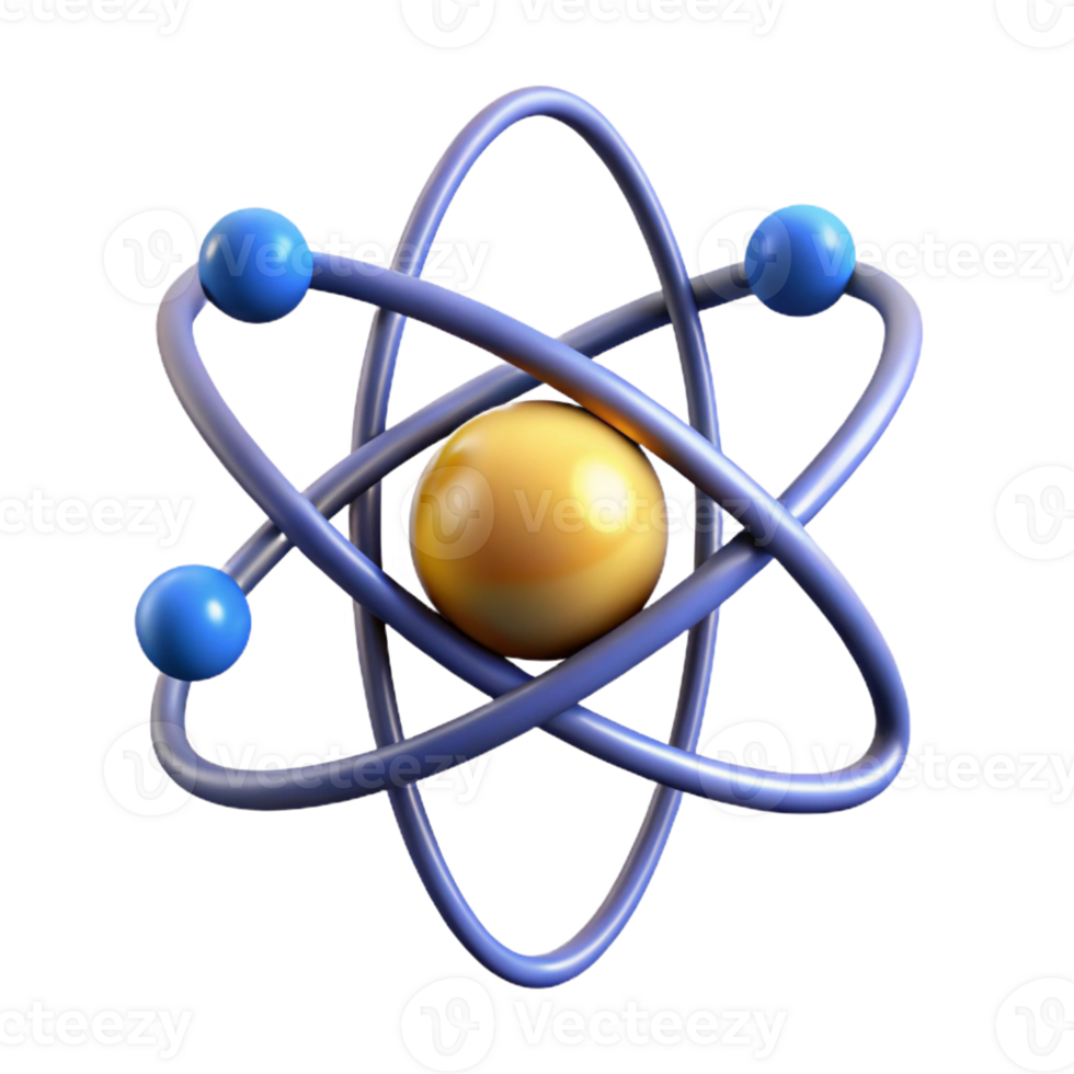 dramatic traditional A single, stylized atom with orbiting electrons 4K png