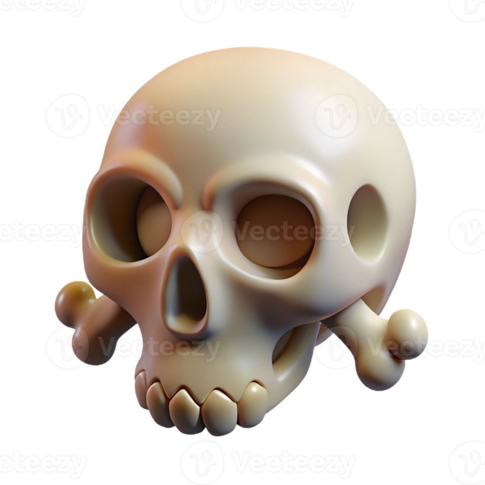 beautiful creative A single, stylized skull with intricate bone details high quality png