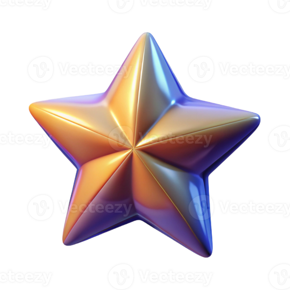 vibrant creative A single, stylized star with five points and a glowing center detailed png